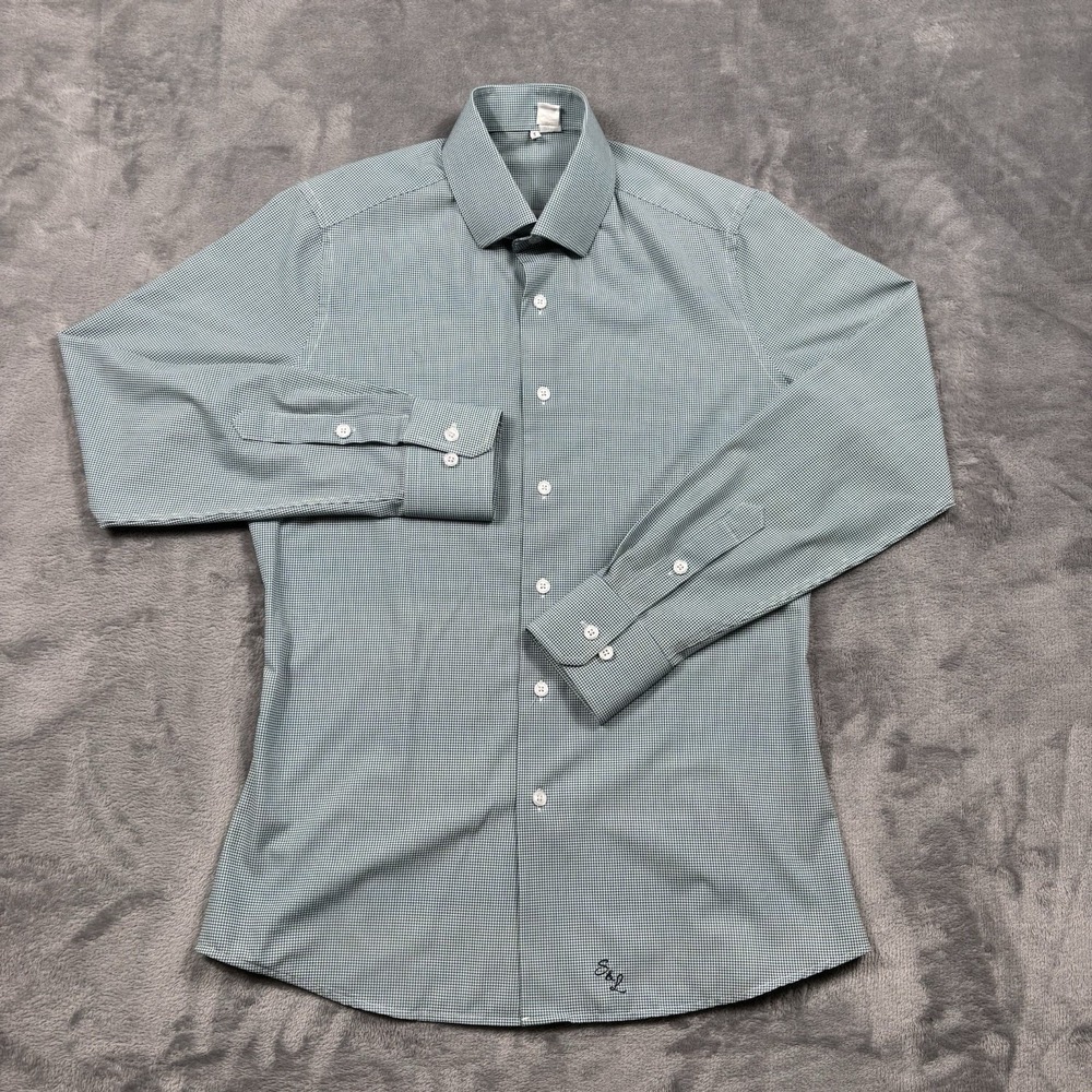 State And Liberty Shirt Mens Small Green Stretch Long Sleeve Dress Button Up